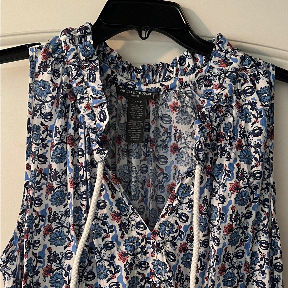 Chelsea & Theodore White and Blue Floral Dress